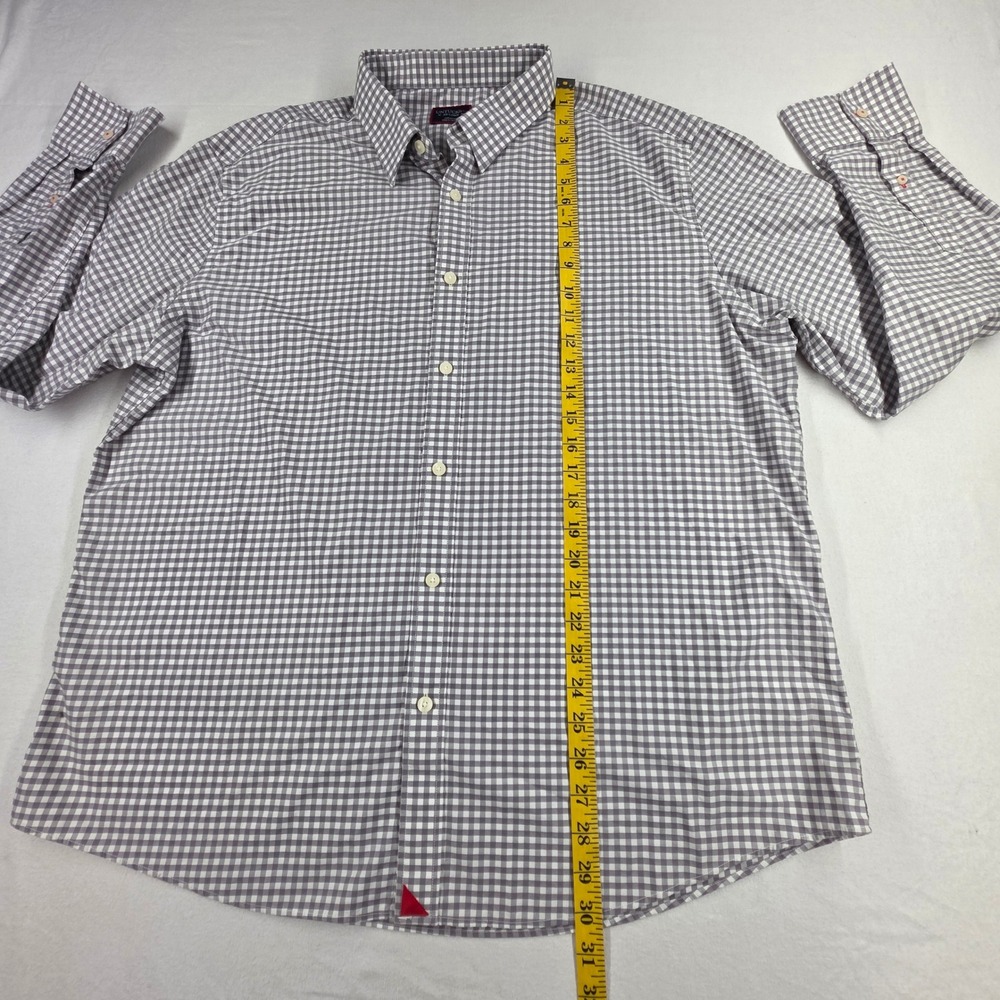 UNTUCKit New Dunn Mens XXL Gingham Button Down Shirt Grey White Regular Fit - Picture 3 of 9